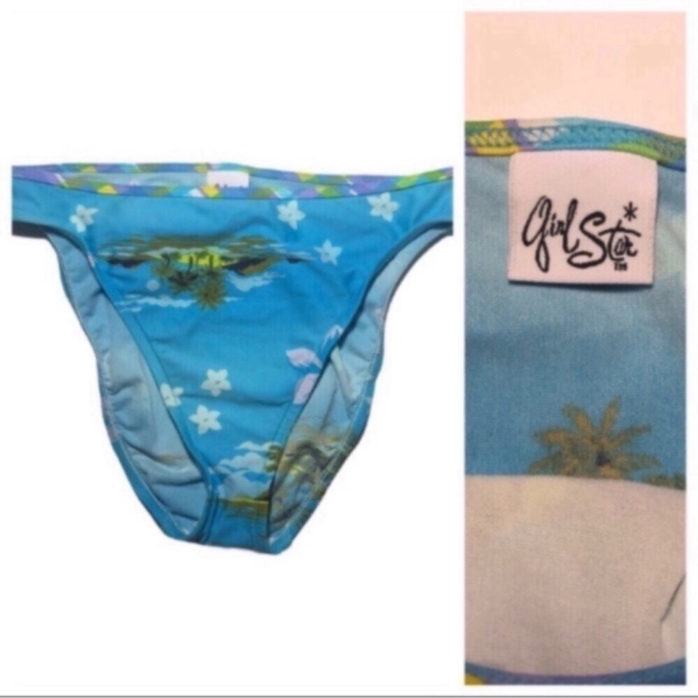 Vintage Y2K Womens Girl Star Bikini mid/hi waisted bottom only Sz L NEW WITH TAG